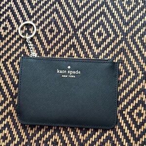 Kate Spade saffiano leather Zip cardholder coin Pouch Key Ring wallet bag charm